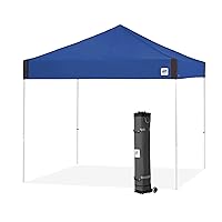 E-Z UP Pyramid Instant Shelter Canopy Pop Up Tent, 10' x 10' with Wide-Trax Roller Bag & 4 Piece Spike Set, Royal Blue