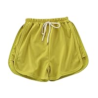 Children's Summer Thin Solid Sport Casual Mid Waist Leather Belt Fashion Lace Up Shorts Youth Girls Workout
