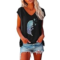 Custom T Shirts with Pocket Tops for Women Comfortable Cap Sleeve Summer Tops Trendy Tank Tops Floral Print La