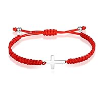 Cross Bracelet for Women, Ankh Cross Adjustable Nylon Rope Christian Handmade Braided Bracelet for Men Women