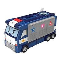 [Robocar POLI Official] Robocar Poli Mobile Headquarters, 3-in-1 Trailer with 1 Poli Diecast - Portable & Transformable Vehicle Carrier Truck Toy