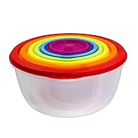 Plastic Multicolor Salad Bowl Set,Microwave and Dishwasher Safe,Ideal for Baking, Prepping, Cooking and Serving Food (Set of 7) (Multicolor-Round)