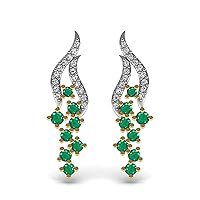 Solid 14k Yellow White Rose Gold Designer looking Emerald Gemstone Earring with Certified Diamond Pretty Gifts For Girls and Womens.