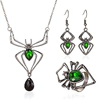 Vintage Gothic Halloween Spider Bat Necklace Pendant Party Festival Costume Punk Necklaces Jewelry Set for Women and Girls