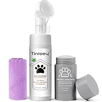 Dog Paw Care Kit | Dog Paw Cleaner for Dogs & Cats (6.8oz) | Dandelion No Rinse Clean Paws Foaming Cleanser | Pet Paw Cleaner Foot Washer w/Natural Lick Safe Dog Paw Pad Blam Stick(2.4 oz)