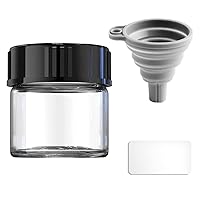 Glass Sample Vials,Wide Mouth Glass Bottle Boro 3.3 with Black Cap for laboratory,reagents bottle,leaf teas, spices,herbs, medication,paint,DIY Craft vials with sticker & Funnel (10ml 8pcs)