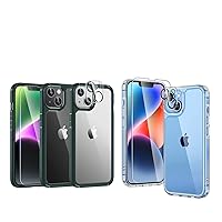 TAURI 5 in 1 Designed for iPhone 14 Plus Phone Case, Clear + Green