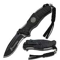 U.S. Marines by MTech USA M-A1020 Series Spring Assist Folding Knife, Half-Serrated Blade, 5-Inch Closed