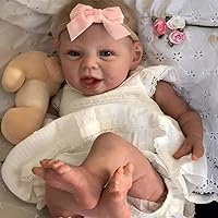 Angelbaby Reborn Realistic Baby Girl Dolls 22 inch Perfectly Cute Soft Silicone Newborn Dolls Open Mouth Real Life Sweet Toddler Doll Soft Cloth Body Reborn Child Doll Toys
