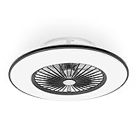 Noaton Vega 11056BR Ceiling Fan with Lighting, LED Dimmable Max 40 W, 3 Colour Temperatures, Remote Control, Timer, Air Flow up to 45 m3/min, for Living Room, Diameter 56 cm, Black, with Speaker
