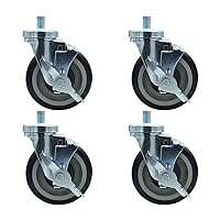 BK Resources 5 inch Threaded Stem Swivel Casters, 5/8