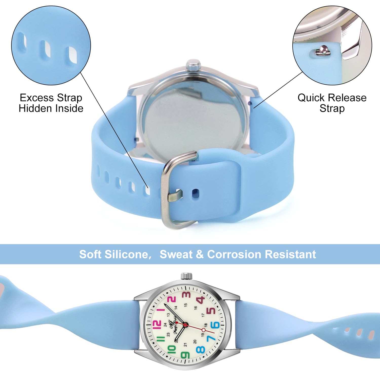 SIBOSUN Wrist Watch Nurse Watch Easy to Read Watches for Medical Students, Nurse, Doctors, Quartz Analog Second Hand Luminous Waterproof Silicone Straps Quick Release Watch for Men Women