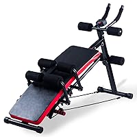 Ab Workout Machine,Core Abs Exercise Equipment for Home Gym,Adjustable Sit Up Bench Strength Training Abdominal Cruncher,Foldable Core Workout Machine with Resistance Bands&LCD Display