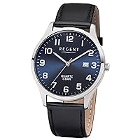 Regent Men's Analogue Shioj. VJ32 Watch with Leather Strap 11110807, silver/black, Strap