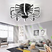 HYQJUNE Ceiling Fan with Lighting LED Ceiling Light Modern Ceiling lamp Remote Control Remote Control Soft dimmable Fan Adjustable Wind Speed for Bedroom Living Room Dining Room Children's Room,Black
