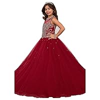 Girl's Princess Rhinestones Crystal Pageant Party Gowns Dresses