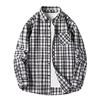 Men Shirt Plaid Flannel Long Sleeve Loose Street Casual Oversized Business Male Soft Dress Spring Autumn
