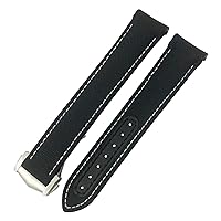 19mm 20mm Nylon Canvas Watch Strap for Omega 300 AT150 Fabric Aqua Terra 150 Blue 21mm 22mm Watchband Buckle (Color : Black White 2, Size : 19mm)