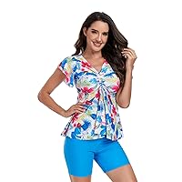Swimsuit for 8-10 One Piece Womens Bathing Suits with Shorts and Shirt