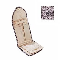 Periea ‘Cleo’ Travel Roll Jewellery Organiser – Portable Earrings, Necklace & Rings Pouch Protector (Gold Leopard, Small)