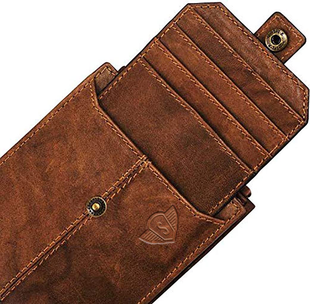 Spiffy® Brown Genuine Hunter Leather Wallet For Men With Detachable ATM Card Holder | Purse For Men | Leather Stylish Wallet