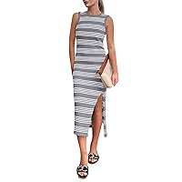 Dresses for Women 2024 Sexy Solid Color Sleeveless Adjustable Straps Strapless Long Dress