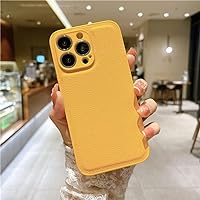 Leather Texture Shockproof Case for iPhone 14 13 12 11 Pro Max XR X XS 6S 7 8 Plus SE2022 Mini Soft Full Camera Protection Cover,Yellow,for iPhone 11Pro Max