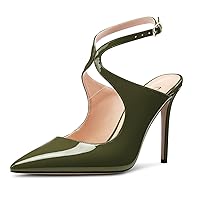 Castamere Womens Stiletto High Heel Pointed Toe Cross-Strap Ankle Strap Slingback Pumps Prom Sexy 3.9 Inches Heels