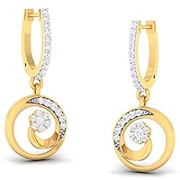 Jewels Yellow Gold 0.46 Carat (I-J Color, SI2-I1 Clarity) Natural Diamond Alluring Floral Drop Earrings