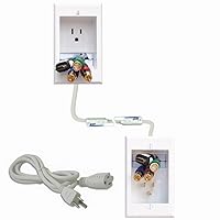 ONE-CK Single Outlet TV Cord Hider for Wall Mounted TVs - Recessed In-Wall Cable hider System for Power & Low Voltage - Matches Existing Outlets - Hide Wires With this Easy DIY Install Kit