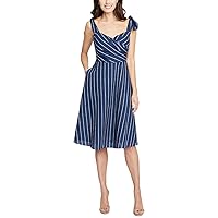 Rachel Roy Womens Striped Linen A-Line Dress