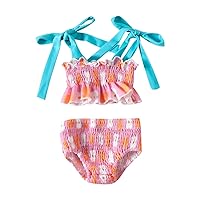 Toddler Bathing Suits for Girls Two Piece Swimwear Swimsuit Bikini Swim Tops for Girls