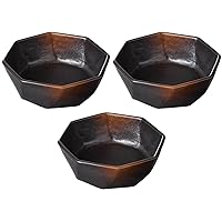 Set of 3, Baked Octagonal Sashimi Pot, 6.1 x 5.7 x 2.0 inches (15.5 x 14.5 x 5 cm), Sashimi