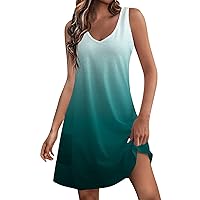 COTECRAM Women's Summer Dresses 2024 Beach Casual Sleeveless Floral Print Boho Tank Dress V Neck Loose Sundress with Pocket
