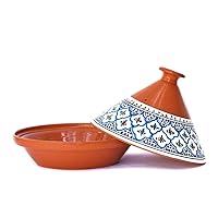 Kamsah Hand Made and Hand Painted Tagine Pot | Moroccan Ceramic Pots For Cooking and Stew Casserole Slow Cooker (Medium, Signature Turquoise)