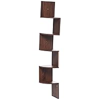 Corner Shelf, 5 Tier Floating Shelves for Wall, Easy-to-Assemble Wall Mount Corner Shelves for Bedrooms and Living Rooms, Rustic Walnut Finish