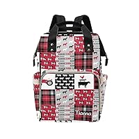 Farm Life Tractor Car Plaid Red Diaper Bags with Name Waterproof Mummy Backpack Nappy Nursing Baby Bags Gifts Tote Bag for Women