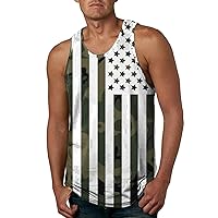Mens 3D Tank Top Novelty Graphic Breathable Quick Dry Sleeveless Shirt USA American Flag Beach Seaside Workout Cool Vest