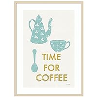 Amanti Art Wood Framed Wall Art Print Retro Kitchen Coffee III by Becky Thorns (30 in. W x 41 in. H), Svelte Natural Frame - X-Large