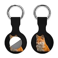Geometric Fox Silicone Case for Airtags Holder Tracker Protective Cover with Keychain Air Tag Dog Collar Accessories