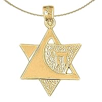 Jewels Obsession Silver Star Of David Necklace | 14K Yellow Gold-plated 925 Silver Star of David with Chai Pendant with 18
