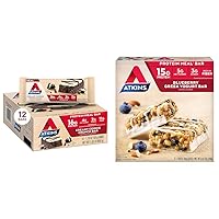 Atkins Creamy Cookie Crunch Meal Bars, 16g Protein, 12 Count & Blueberry Greek Yogurt Protein Meal Bar, 15g Protein, 5 Count
