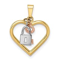 Gold 14k Tri-color Heart, Lock and Key Pendant
