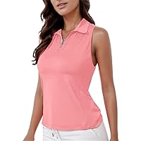 White Shirts for Women for Costume Women's Shirt Sleeveless Tennis Top with Zippered for Sports and Workouts W