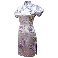 Women's Floral Short Qipao Rayon Cheongsam Chinese Dress