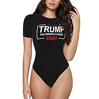 Trump Jfk Jr Bodysuit Women'S Round Neck Short Sleeved Bodysuits Comfortable Jumpsuits