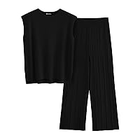 PRETTYGARDEN Womens Pullover Tops And Wide Leg Pants Casual Sweater Set