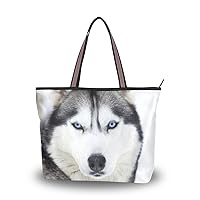 My Daily Women Tote Shoulder Bag Husky Dog Handbag Large