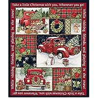 Quality Fabric Christmas Susan Winget Truck Collage 100% Cotton Fabric 36X44 Wall Panel