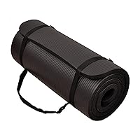 BalanceFrom All-Purpose 1-Inch Extra Thick High Density Anti-Tear Exercise Yoga Mat with Carrying Strap, Multiple Colors
